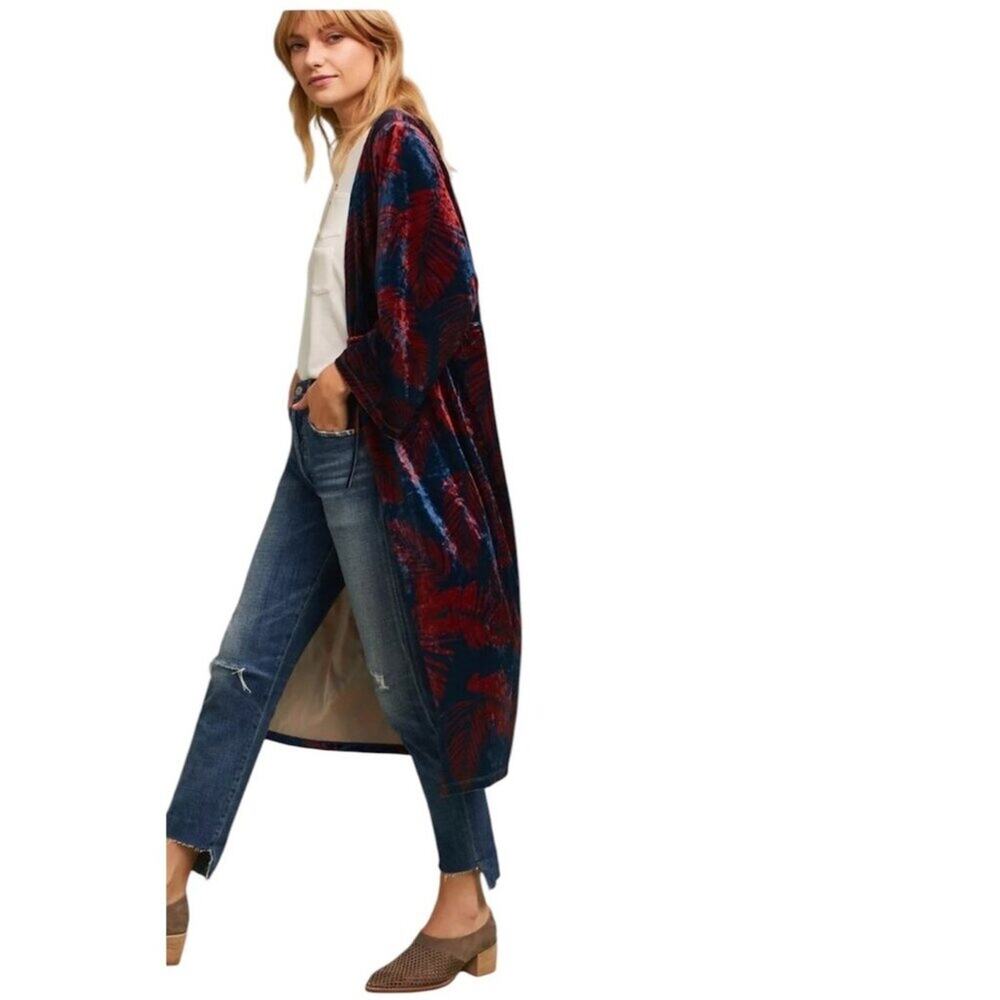 Anthropologie Palm Velvet Kimono by RIYA One Size